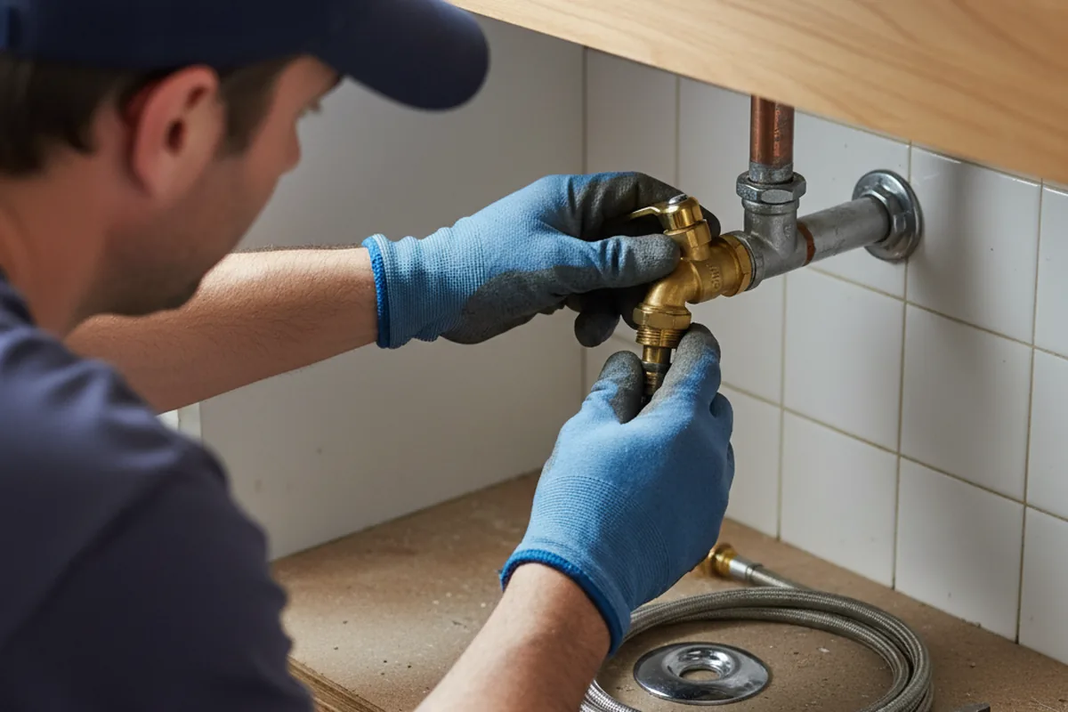 Shutoff valve and fitting work during Well Pump Repair in Louisville